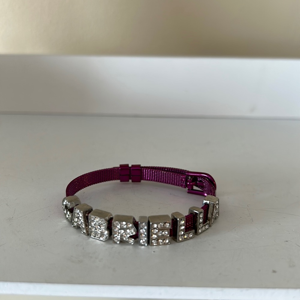 GABRIELLA name Crystal pink  bracelet